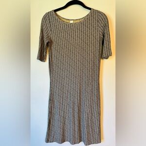 Yala Bamboo Stretch Dress 3/4 sleeve Lightweight Neutral Scoop Neck Size XS